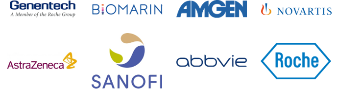 Genentech, BioMarin, Amgen, Novartis, AstraZenenca, Sanofi, Abbvie, Roche